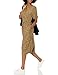 Amazon Essentials Women's Relaxed Fit Half-Sleeve Waisted Midi A-Line Dress, Black Camel Animal Print, X-Large