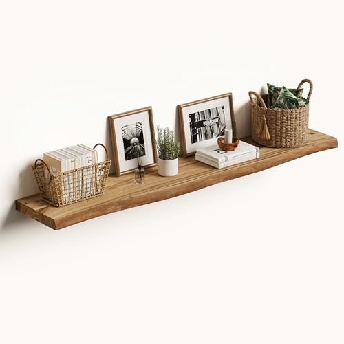 Image of Vivelove Wood Floating Shelves Live Edge 48 inch Set of 1, Natural