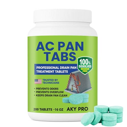 AKY PRO AC PAN TABS – 200 AC Drain Line Cleaner Tablets for HVAC & Air Conditioner Condensate Pan Preventive Maintenance, Water-Soluble, No-Residue & Prevents Overflow