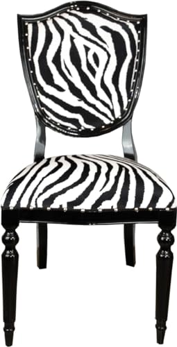 Casa Padrino Art Deco Chaise pour salle à manger Motif zèbre/noir