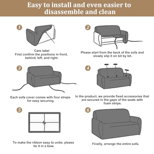 Bocguy Sofa Überzug, Couchbezug L/U Form, Sofaüberzug Ecksofa, Universal Sofa Überwürfe, Stretch Couch Cover mit Schaumstoffstab und 1 Kissenbezug für 1/2/3/4 Sitzer(L-förmiges Ecksofa Erfordert Zwei)