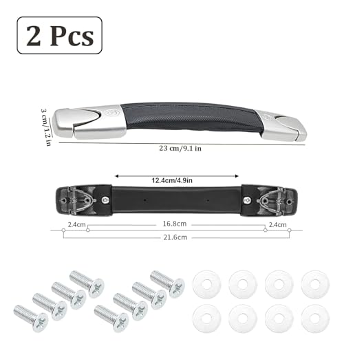 2 Pcs Luggage Handle Replacement, 23cm Black Long Strap Grip, Heavy Duty Suitcase Strap Spare Carrying for Travel Case Repair2