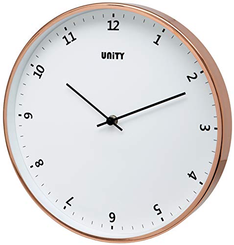 Unity Reloj de Pared, Plymouth Oro Rosa, Moderno, Esfera Blanca, 30 cm