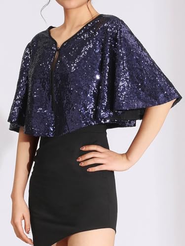 EASEDAILY Women's Shawls and Wraps for Evening Dresses Wedding Cape Capelet Sparkling Sequin Bridal Shrug for Bride and Girls3