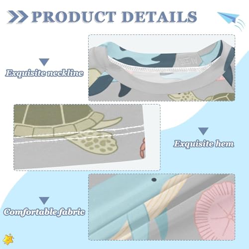 Soft Color Gray Underwater Animal Whale Jellyfish Short Sleeve Rash Guard Bathing Suit Girls Girls Swimsuit Rashguard Girl Rash Guard for 3-12 Years Traje de Banos para ninas3