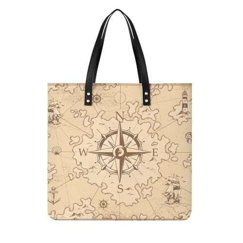 Tote bag boussole rétro femmes grand sac de qualité supérieure 39x39