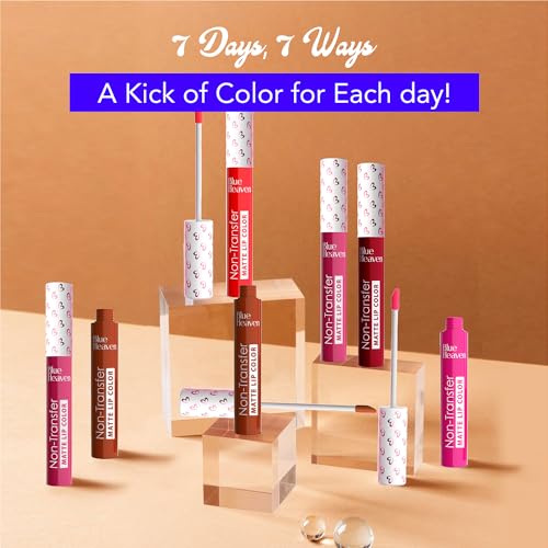 Image of Blue Heaven Lip Kicks Non Transfer Lip color Pack of 14, Liquid Matte Lipsticks for Women, Long lasting and Hydrating Lipsticks, 19.6ml