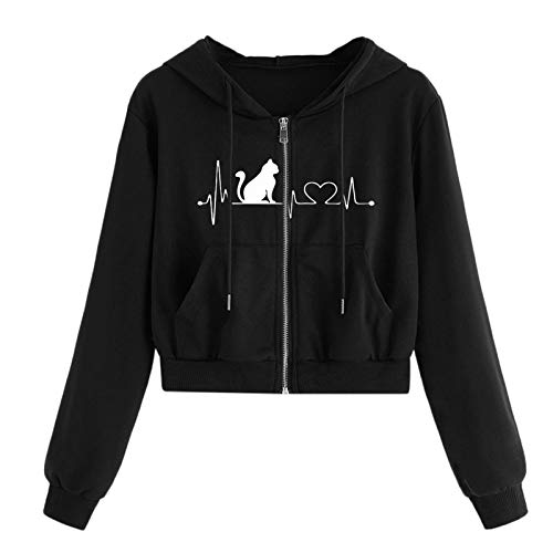 tuduoms Women Casual Cropped Zip Up Hoodie Cute Crop Top Y2K Teen Girls Trendy Lightweight Crop Jacket Long Sleeve Sweatshirt