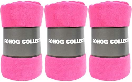 FOHOG Collection Fleece Blanket Hot Pink Red Small Plush Throw Blankets for Couch Flannel Soft Lightweight Microfiber Travel 50" X 60" (Hot Pink)