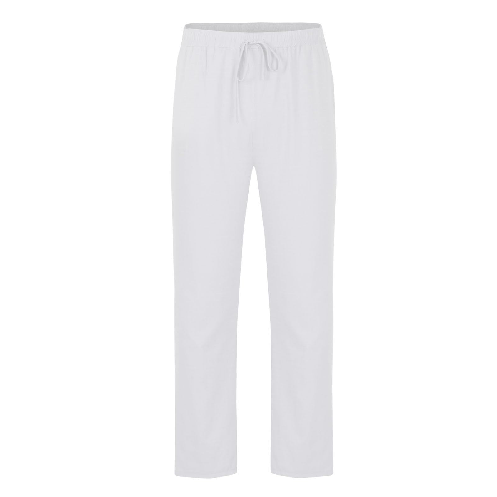 Traje de ocio para hombre de verano, traje de jogging de 2 piezas, tela de lino, transpirable, traje de casa, cuello redondo, camiseta de manga larga y holgado, traje de ocio para camping, casa