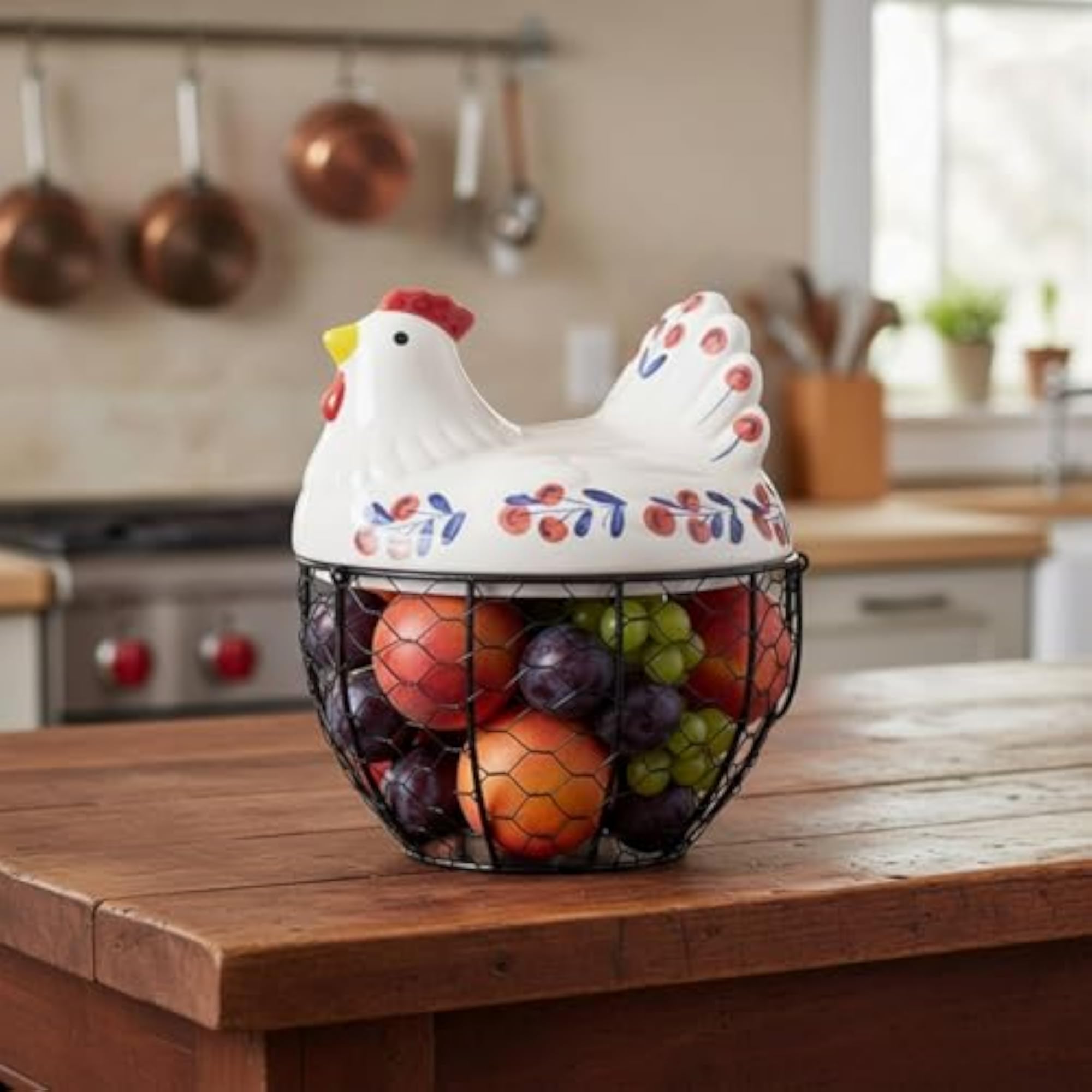 Multi-Purpose Ceramic Chicken Basket Holder