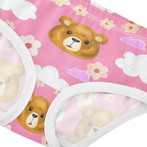 Cotton Toddler Underwear Custom Cute Bear Flowers Pink Little Girl Panties Fancy Underpants Briefs 2t4