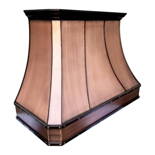 Image of SINDA Wall Mount Copper Range Hood, Hand-Crafted Copper Range Hood with High Airflow Centrifugal Blower, Includes SUS 304 Liner and Baffle Filter, High CFM Vent Motor, 54 inchWx39 inchHx24 inchD, In Stock