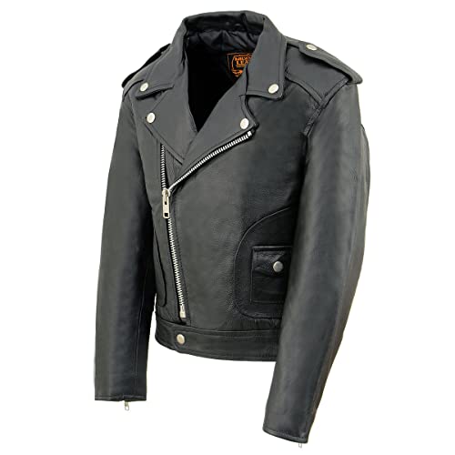 Milwaukee Leather LKK1920 Boy's Black Classic Leather Biker Jacket with Patch Pocket Style4