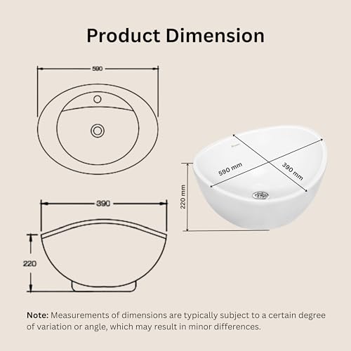Image of Parryware VALLURE bowl basin | Glossy Finish | Wash Basin Over Counter | Wall Mount Sink (410 x 365 x 185 mm) | C04621C