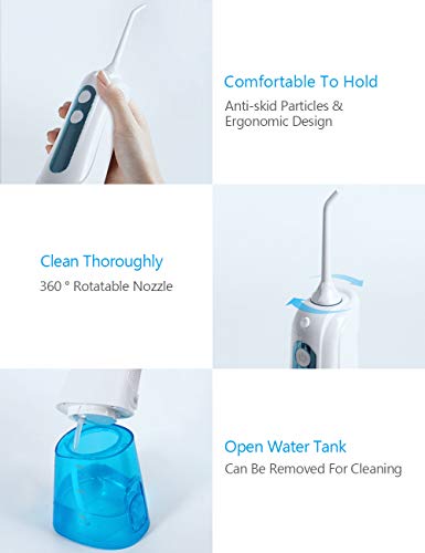 YOUNGDO Professional Cordless Dental Oral Irrigator - 300ML Portable and Rechargeable 4 Modes Water Spray for Teeth, with 4 Jet Tips, A Box of Dental Floss - Thumbnail 5