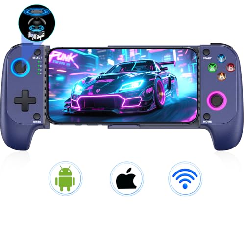 for iPhone Game Controller – Compatible with iPhone 16/15 & Android, Mobile Gaming Controller with Hall Joystick, Phone Case Support, Wireless Phone Controller for Xbox Game Pass, Steam Link & More, Blue