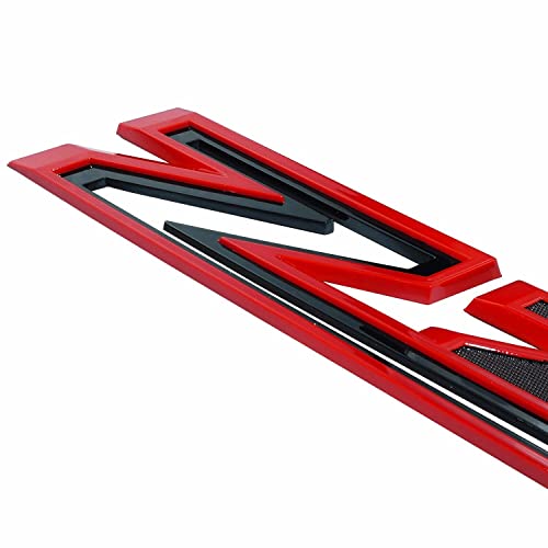 Image of 2X Large Size Z71 RH LH Side Fender Emblem Nameplate Badge Decal Replacement for 2019-2021 Chevy Silverado (Black Red)