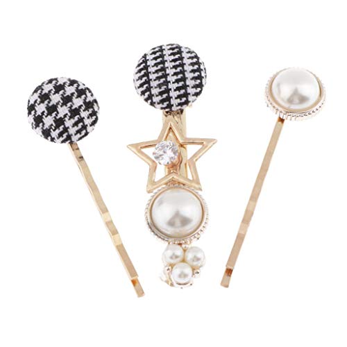 Preisvergleich Produktbild chiwanji 3er Set Damen Braut Haarspange Haarnadel Haarklemmen Knöpfen Haarclip Kopfschmuck - Hahnentritt