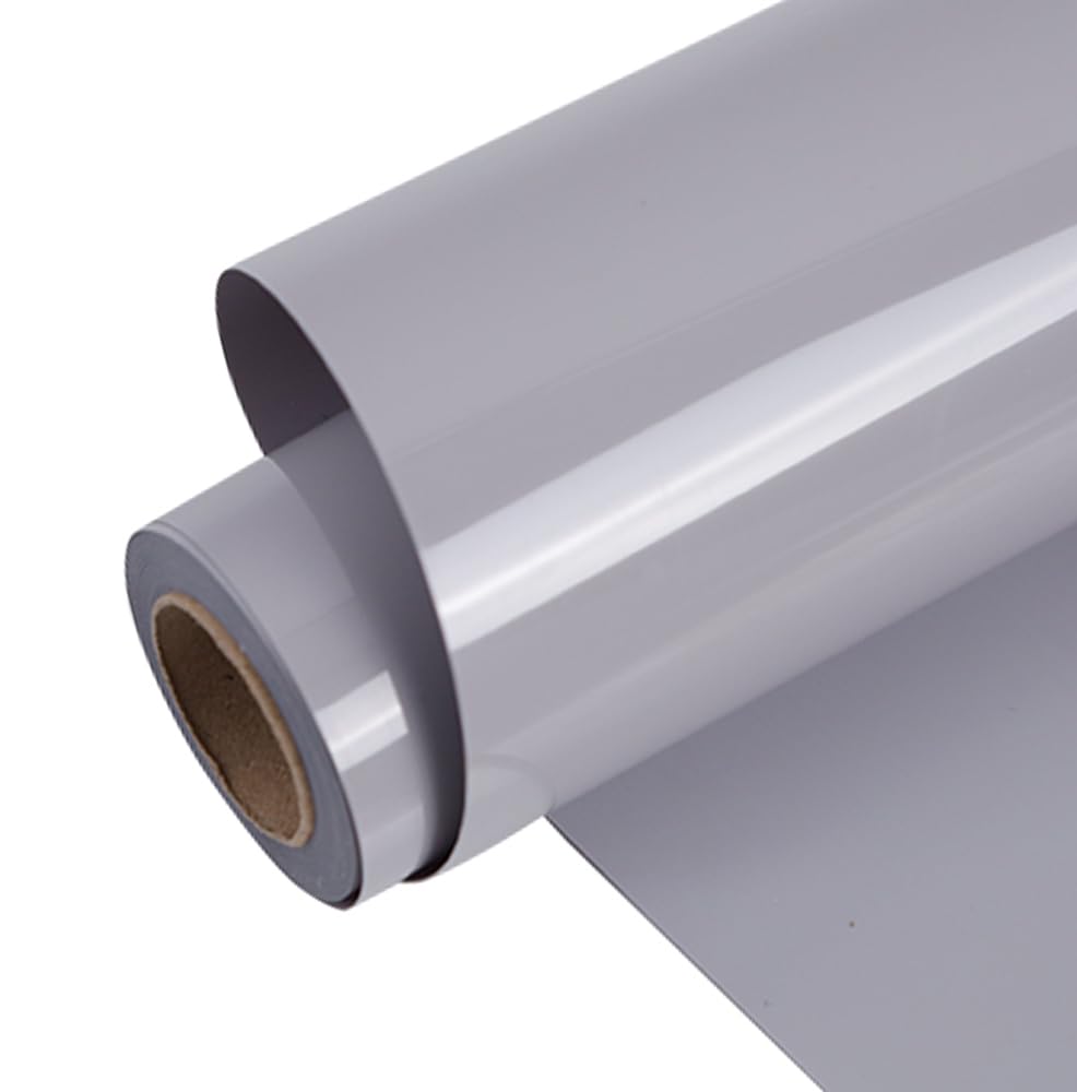 FUNKAKA Heat Transfer Vinyl Rolls, 12" x 9ft Gray Iron on Vinyl for Shirt
