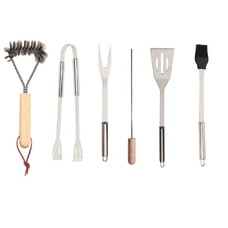 Peng Essentials SizzleKit BBQ Tool Set - Wooden Skewer, Cleaning Brush, Sauce Brush, Spatula, Tong, Fork - Complete Set of 6 Barbeque Accessories for Grilling Enthusiasts (B0CLJGT8BM) Amazon Price History, Amazon Price Tracker