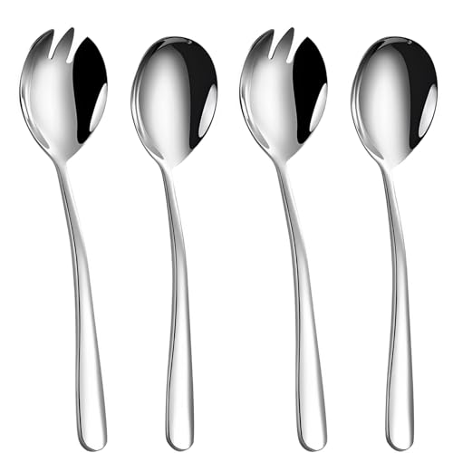 ElevaPulse Salatbesteck, 2 Salatlöffel und 2 Salatgabeln, Salatbesteck Edelstahl, Salat Besteck, Servierlöffel Edelstahl, 4-teiliges Salat Besteck...