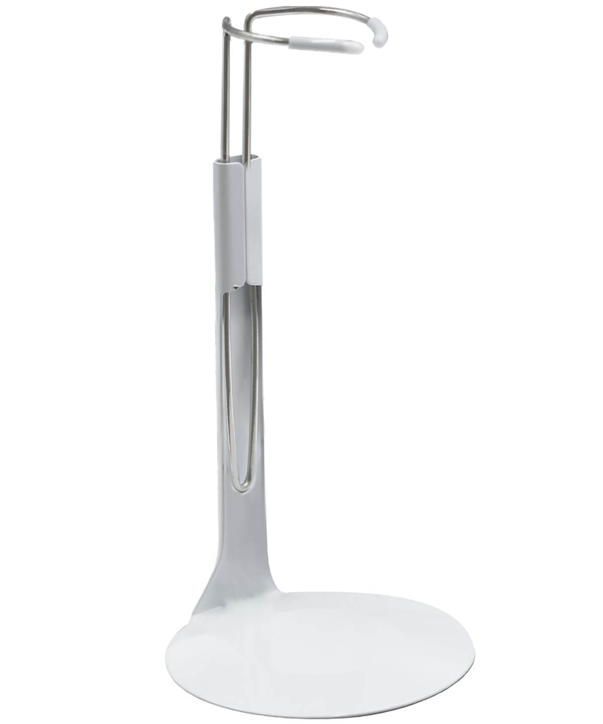 upvolcora White Adjustable Dolls Stands Display Holder, 8" to 12" Dolls or Action Figures Shelf, Waist is 2 to 2.5 inches wide, 5.5 to 9 inches around (1, White)