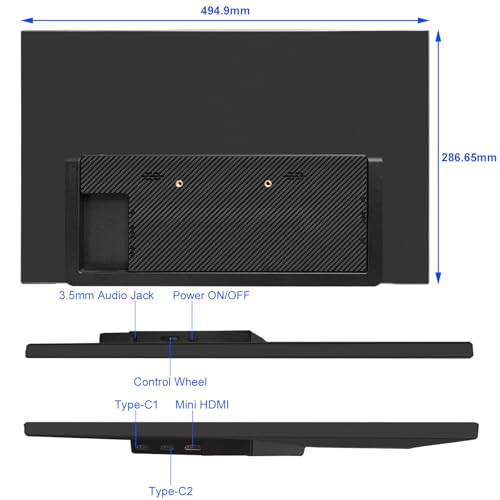 Image of KurieTim 21.5 inch 100Hz Large Portable Monitor FHD IPS USB-C HDMI HDR Second Laptop Screen, 100% sRGB 1300:1 Contrast with Kickstand Speaker VESA for Travel Home Gaming Dorm