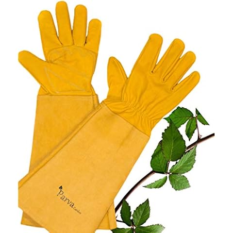 Long Gardening Gloves Women and Men - Long Sleeve Garden Gloves - Pruning Gloves Roses, Cactus, Blackberry Gloves - Gauntlet Garden Gloves (Large, Color Yellow) Cover