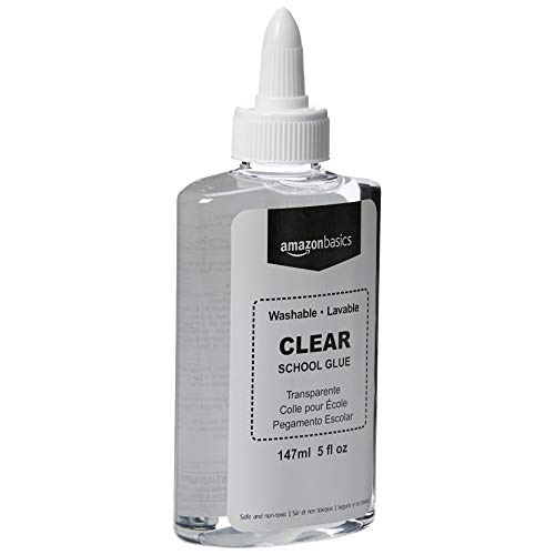 Image of Amazon Basics Washable Liquid School Glue for Arts and Crafts, Home and School, 5 oz (147ml) Bottle, Clear, 6-Pack