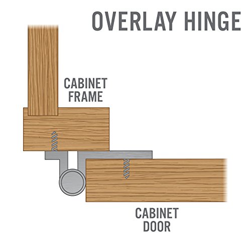 Cabinet Door Hinges 10 Pair Pack (20 Pieces) Self Closing Face Mount Overlay, Satin Nickel #TOP5