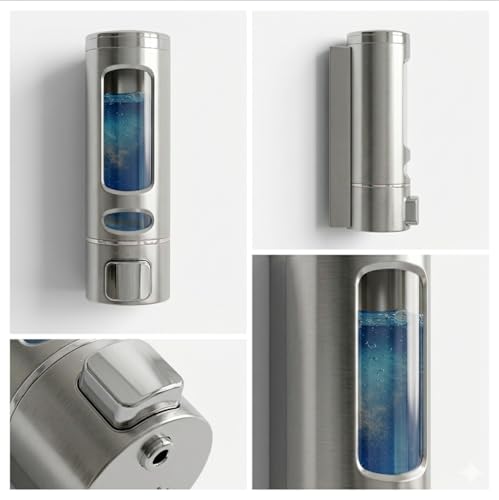Image of ALTURAS Wall Mounted Liquid Soap Dispenser, ABS 400 ML, for Shampoo, Sanitizer and Gel Handwash Dispenser (Silver)