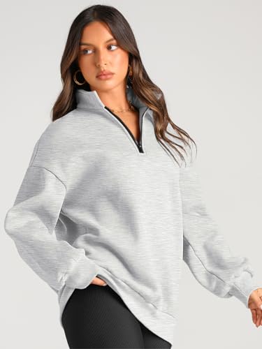 Trendy Queen EZTRD035_GREY_XL Womens Oversized Sweatshirts Fall Fashion Hoodies Half Zip Pullover Long Sleeve Shirts Clothes Outfits Grey Xl thumb #2