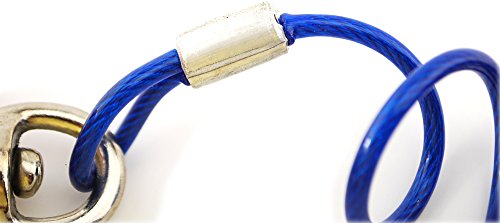 VIP Home Essential 12 Foot Pet Coiled Tie Out Cable - Blue - Retracts Easily and Quickly to Avoid Tangles - Thumbnail 4
