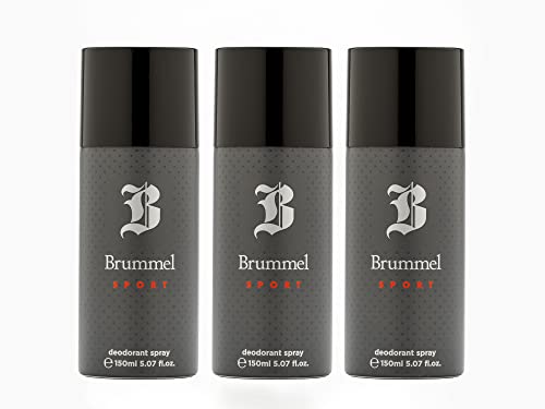 BRUMMEL - Desodorante Hombre Pack 3x150 ml, Desodorante Sport en Formato Spray, Desodorante Natural Hombre, Elegante y Sofisticado, con Fragancia Fresca Amaderada de Larga Duración Cover