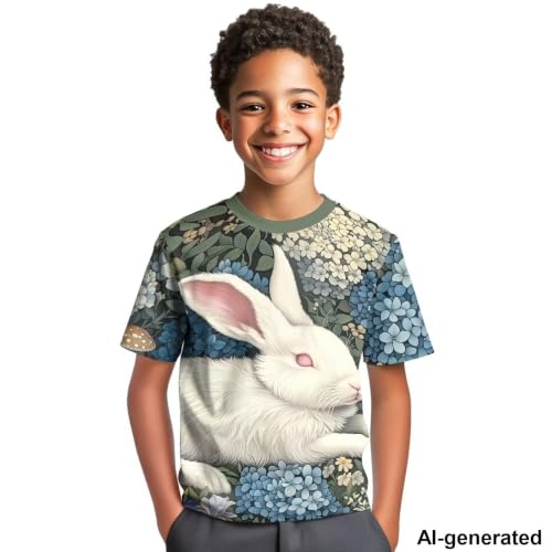 Image of Novelty 3D Graphic T Shirts for Kids Crew Neck Funny Animal Print Short Sleeve Girls Tshirts 3-16 Years
