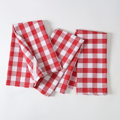 Image of Multi Dish Towels 12 Pack Combo, 18 inchx26 inch, Quick Drying Cloths, 100% Cotton, Absorbent Wash Rags, Washable, Reusable Cleaning Towels for Dishes, Kitchen Drying Use - Red, Black, Teal