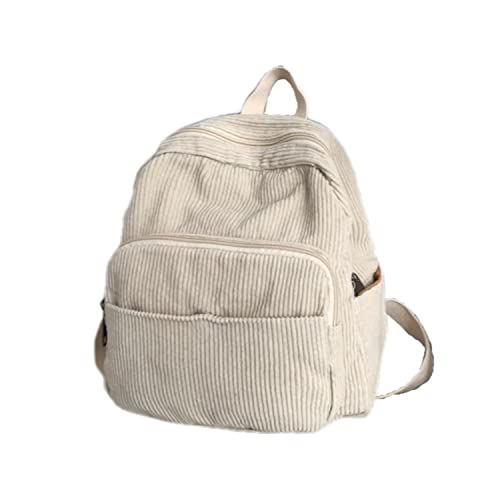 MININAI Mochila estética mini clássica de veludo cotelê universitário para mulheres, linda mochila retrô grunge casual, Branco, One Size, Mochilas Daypack