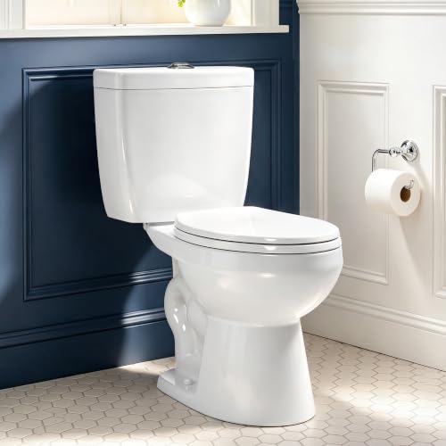 Image of 17.3 inch Elongated Toilet with Soft Close Seat, Two piece Toilets for Bathroom