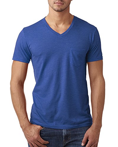 Next Level Men's Short Sleeve V neck Pocket Soft T-Shirt, XX-Large, Royal