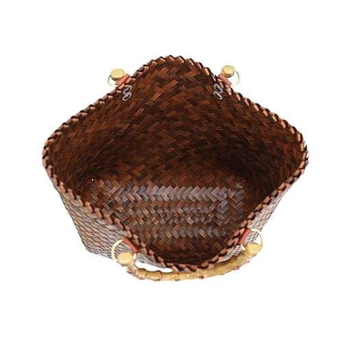 Bolso tejido retro de paja para mujer estilo tote miniatura 5