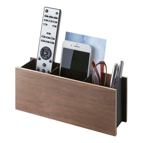 YAMAZAKI Home Rin Desk Organizer - Tv Remote Control And Pen Holder - Small - Steel + Wood