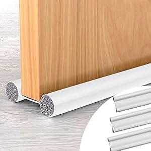 TOFFCAEA Tochtstoppers voor deuren 96 cm, tochtstopper, windstopper, deurafdichting in lederlook, dubbelzijdige geluidsbescherming, energiebesparend, voor windstopper en tochtstopper (wit, 3 stuks)