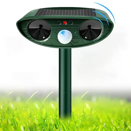 Solar Cat Repellent, Solar Powered Ultrasonic Animal Repeller and Cat Deterrents with PIR Motion Sensor, Waterproof Scarer Animal Repellent for Garden Yard Squirrels Cats Rats Fox