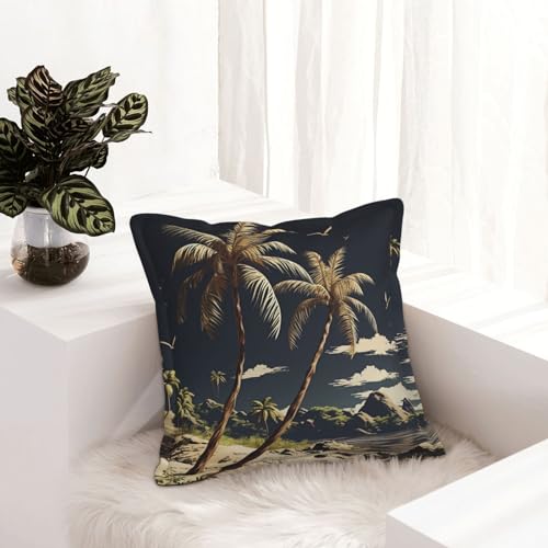 Housse de coussin similicuir palmier 45,7 cm déco rustique canapé - 2