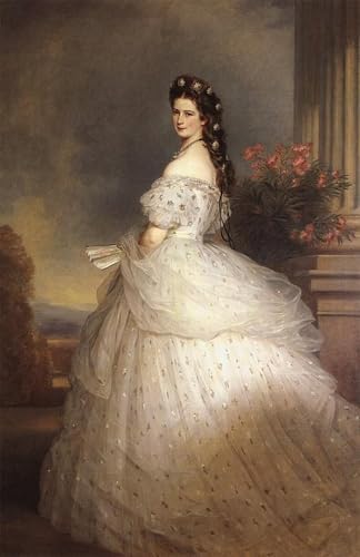 Peinture murale nordique Elisabeth d'Autriche robe de gala 60x90cm tableau chambre