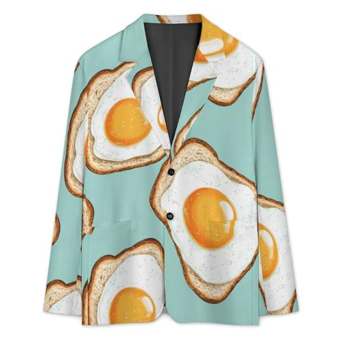 Fried Eggs and Bread Classic Suits Blazer for Men Business Tuxedo Jacket Sport Coat Two Buttons3