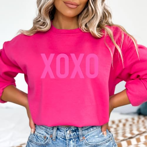 XOXO Pink Embossed Valentines Day Sweatshirt2