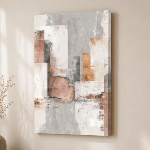 Image of Modern Abstract Stretched Canvas Painting For Living Room | Multicolor Abstract Stretched Canvas Wall Art For Livingroom Home Decor, Bedroom, Hallway's, Office, Hotel - 56x86 cm