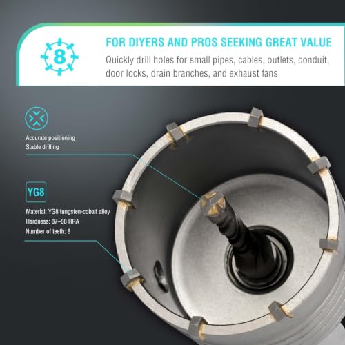 Image of BINOTA 70 mm (2-3 /4 inch) Concrete Hole Saw with SDS-Plus Shank | Tungsten carbide drill bit; SDS-Plus shank (220 mm); Cross-type center drill; Dry drilling for concrete /brick /stone /masonry